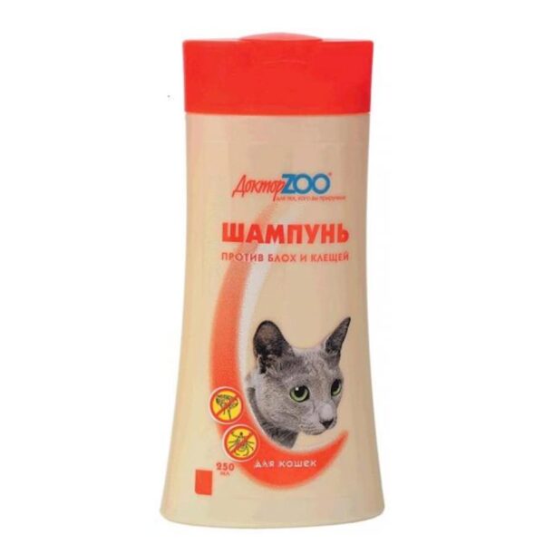 Doktor Zoo pişiklər üçün bitə və birəyə qarşı şampun, 250ml.