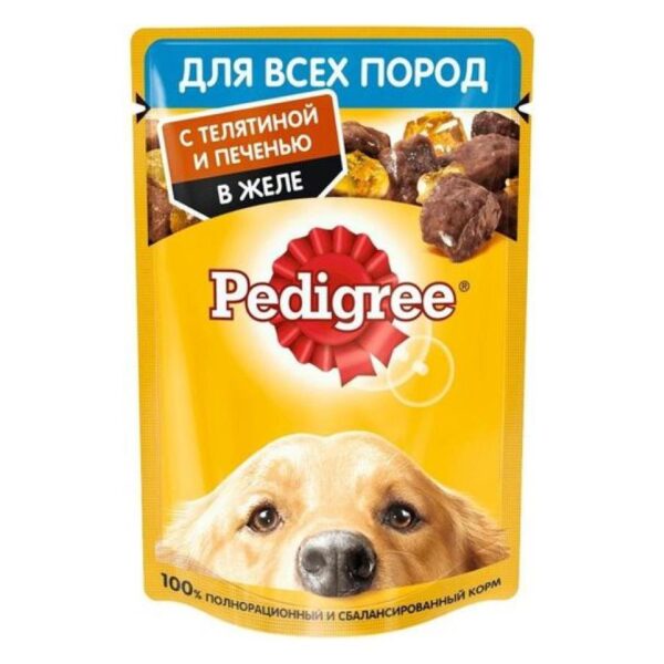 Pedigree bütün cins itlər üçün konservləşdirilmiş yem, sousda dana və ciyər əti ilə 150 qr