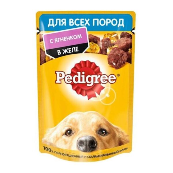 Pedigree bütün cins itlər üçün konservləşdirilmiş yem, jeledə quzu əti ilə 150 qr
