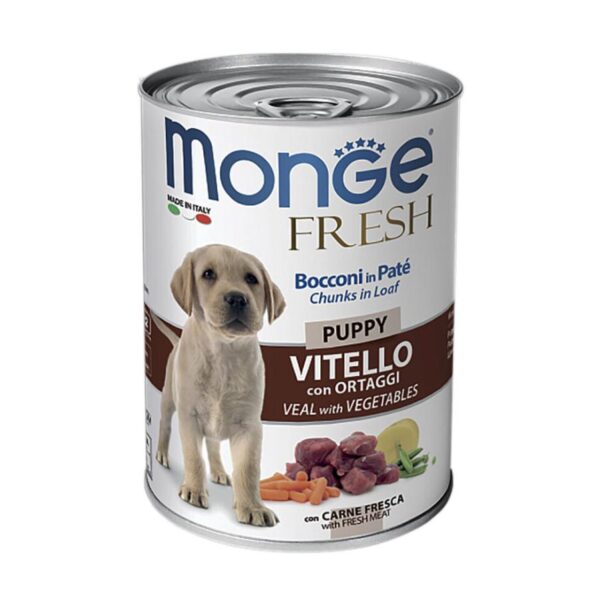 Monge Fresh Dog pate  bala üçün tərəvəzli mal əti ilə konserv 400 q