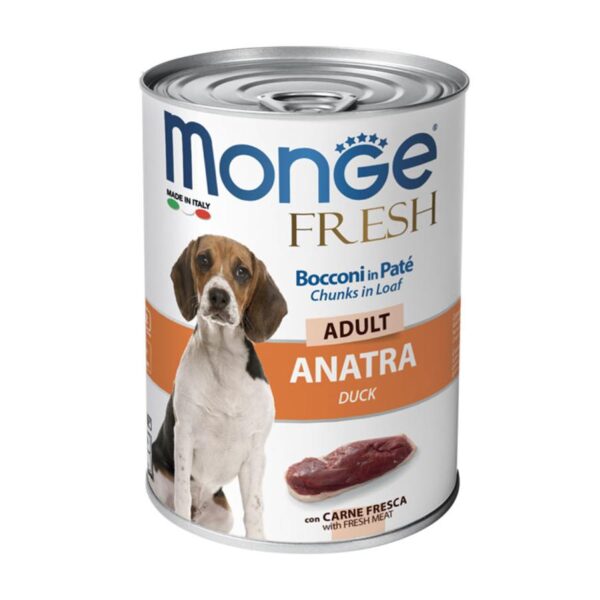 Monge Fresh Dog Yetkin Ördək, itlər üçün, ördək ilə konserv, 400 q