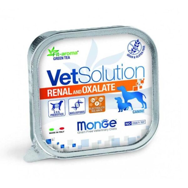 Yaş it yemi Monge Vet Soulution Böyrək və Oksalat pəhrizi yetkin itlərdə böyrək və sidik-cinsiyyət sistemi xəstəlikləri üçün 150 q