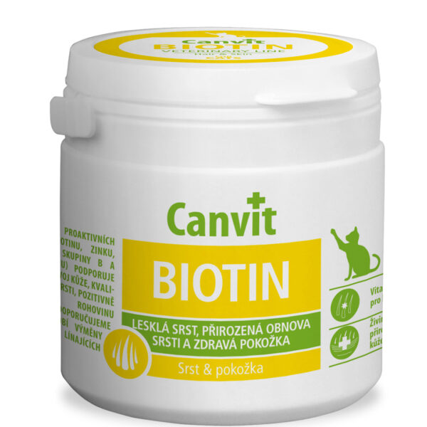 Canvit Biotin pişiklər üçün dərini gücləndirmək və saç tökülməsinə qarşı vitaminlər, 100 t